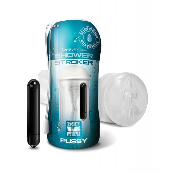 Happy Ending Shower Stroker Vibrating Pussy - Clear
