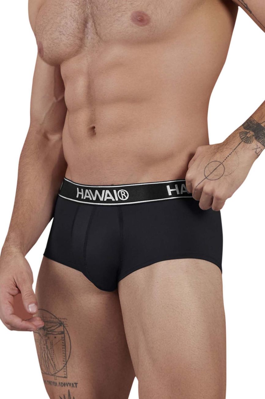 HAWAIR Contrast Waistband Microfiber Briefs - Black