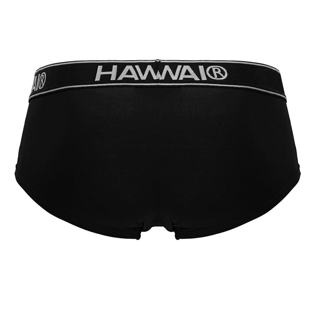 HAWAIR Contrast Waistband Microfiber Briefs - Black