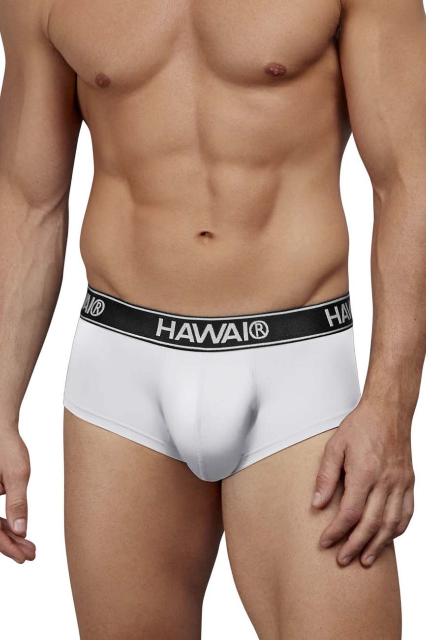 HAWAIR Contrast Waistband Microfiber Briefs - White