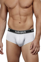 HAWAIR Contrast Waistband Microfiber Briefs - White