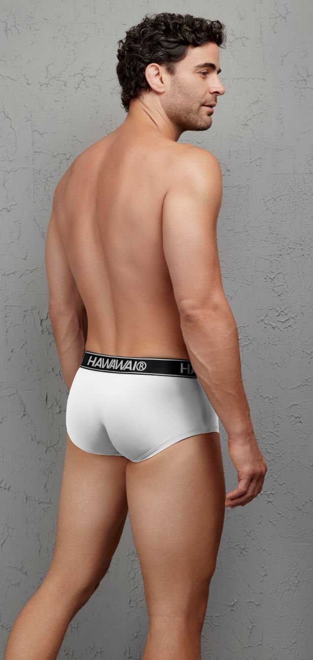 HAWAIR Contrast Waistband Microfiber Briefs - White