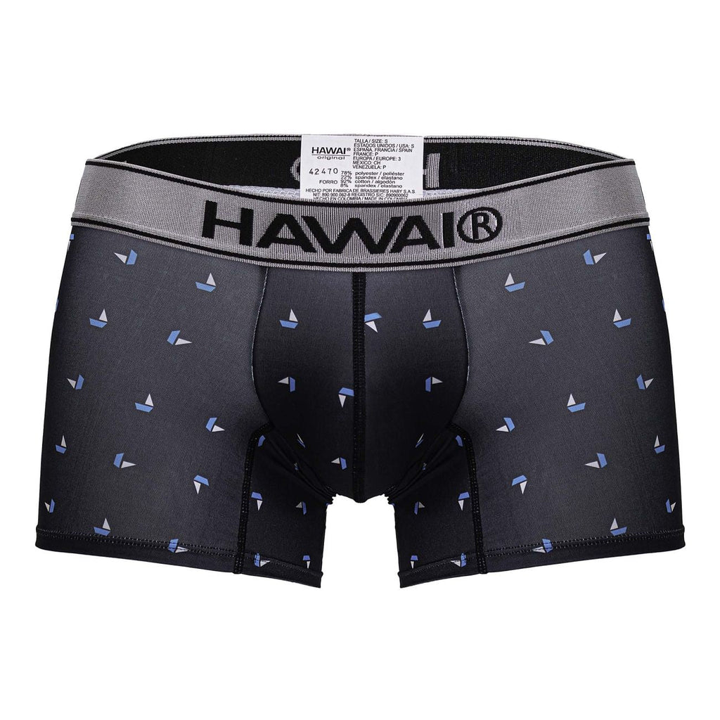 HAWAIR Printed Microfiber Sailboat Trunks - Black