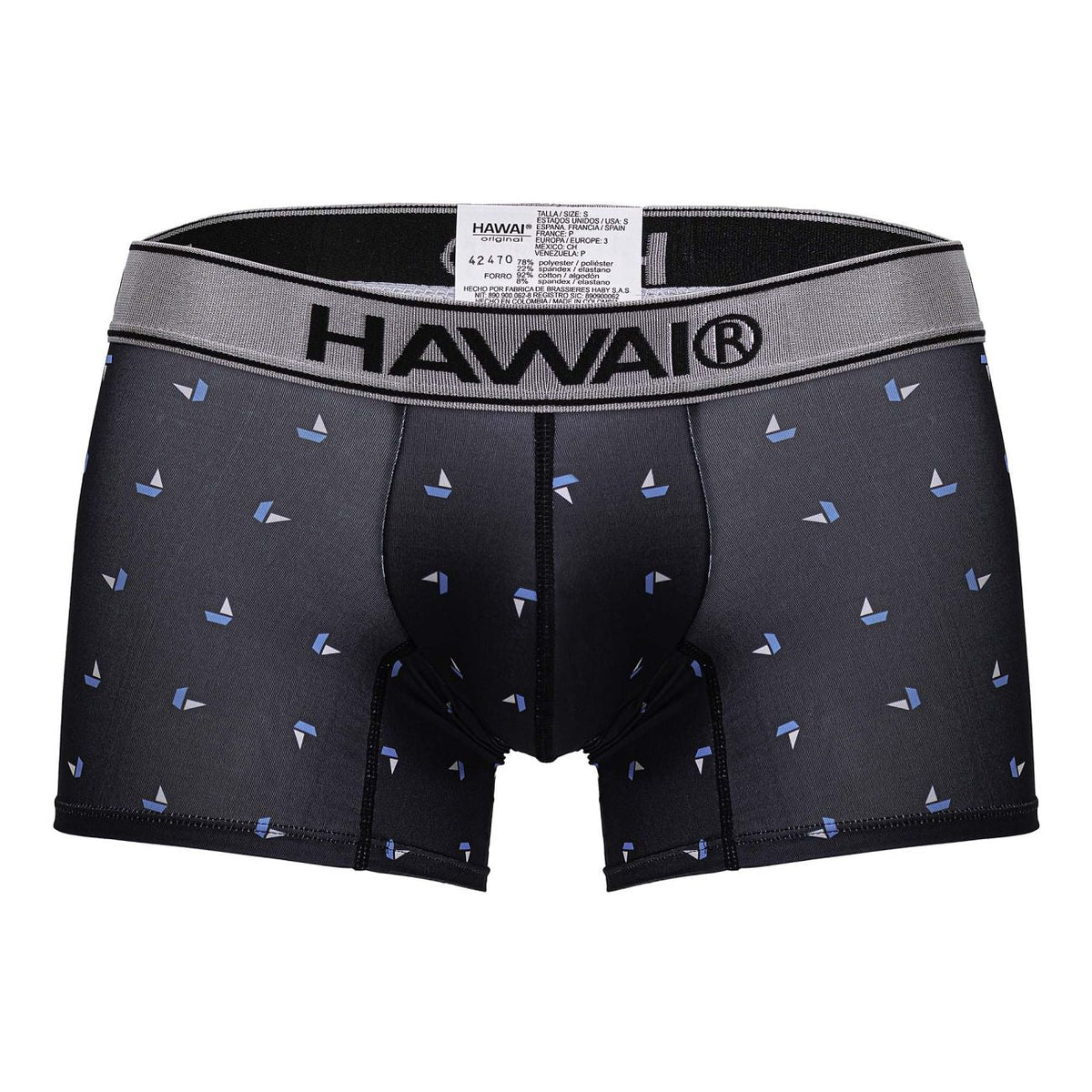 HAWAIR Printed Microfiber Sailboat Trunks - Black