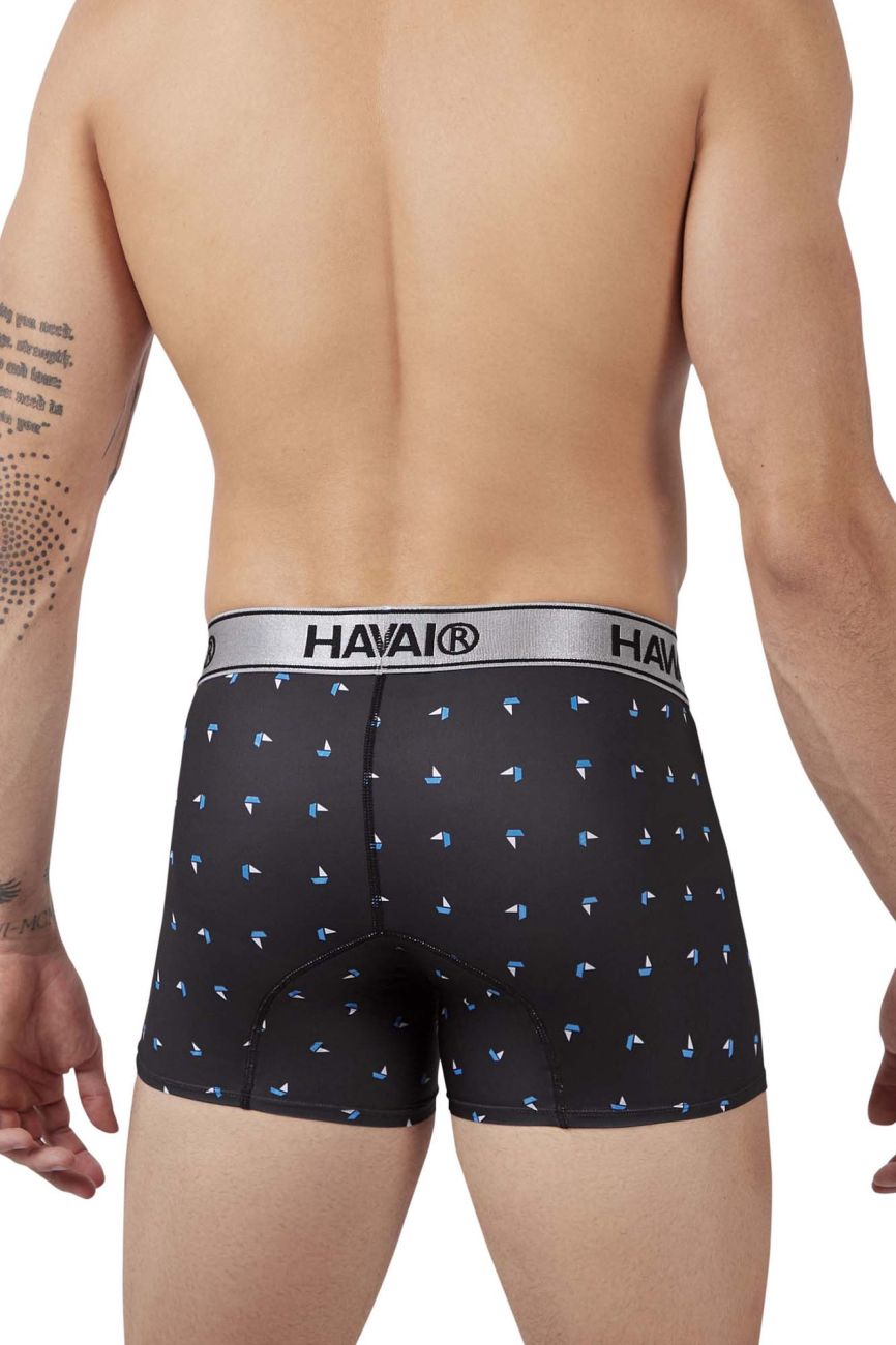 HAWAIR Printed Microfiber Sailboat Trunks - Black