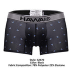 HAWAIR Printed Microfiber Sailboat Trunks - Black