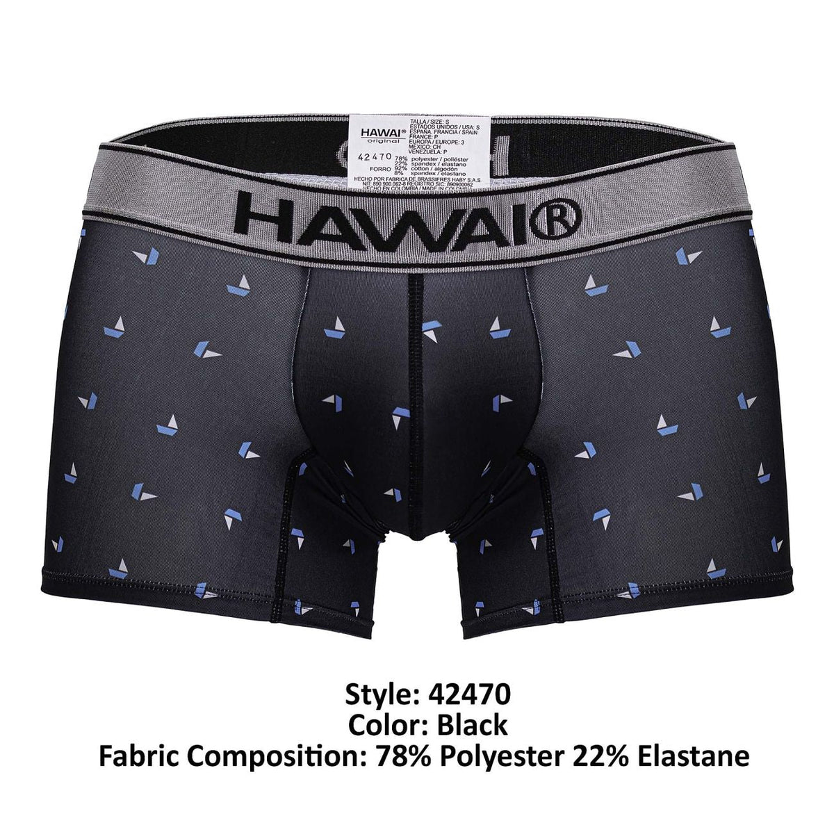 HAWAIR Printed Microfiber Sailboat Trunks - Black