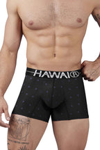HAWAIR Printed Microfiber Geometric Trunks - Black