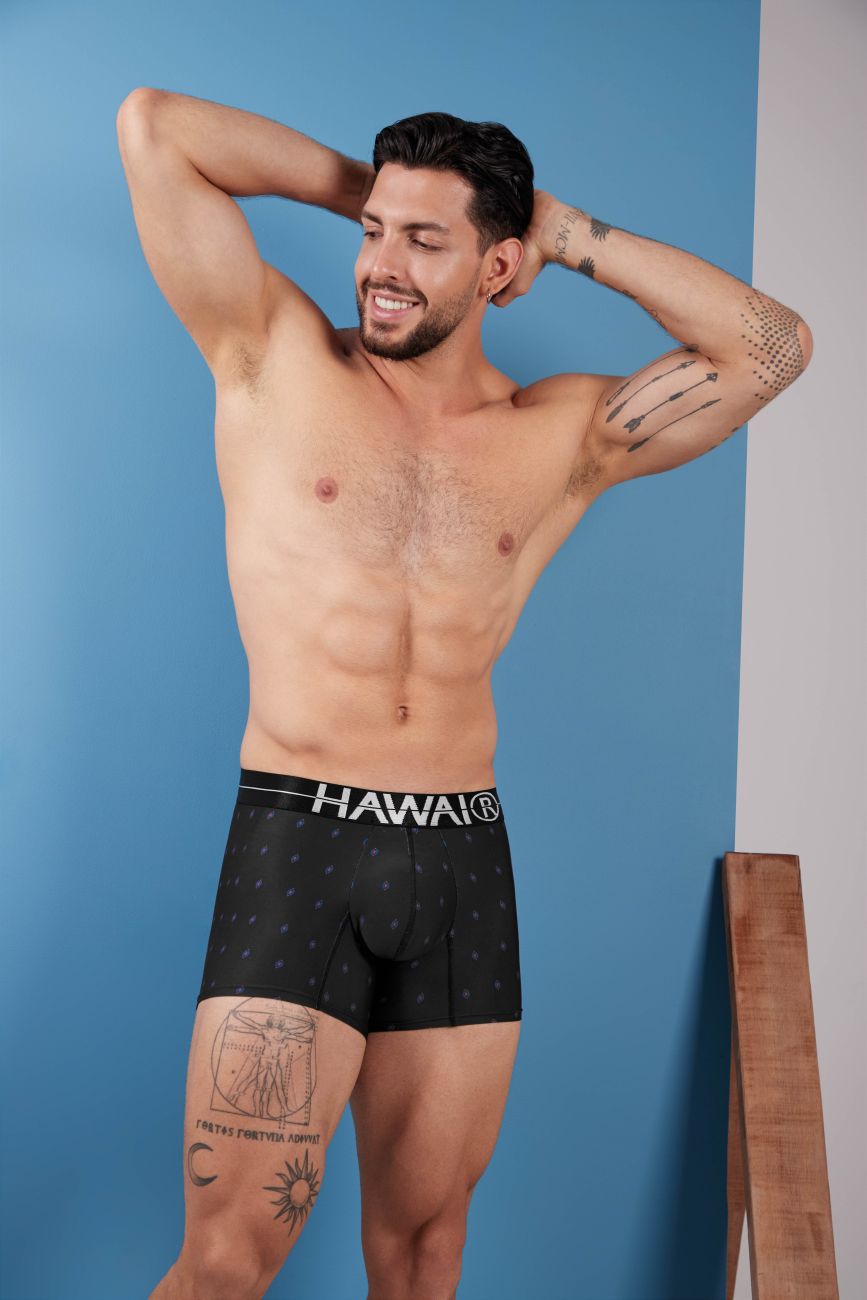 HAWAIR Printed Microfiber Geometric Trunks - Black
