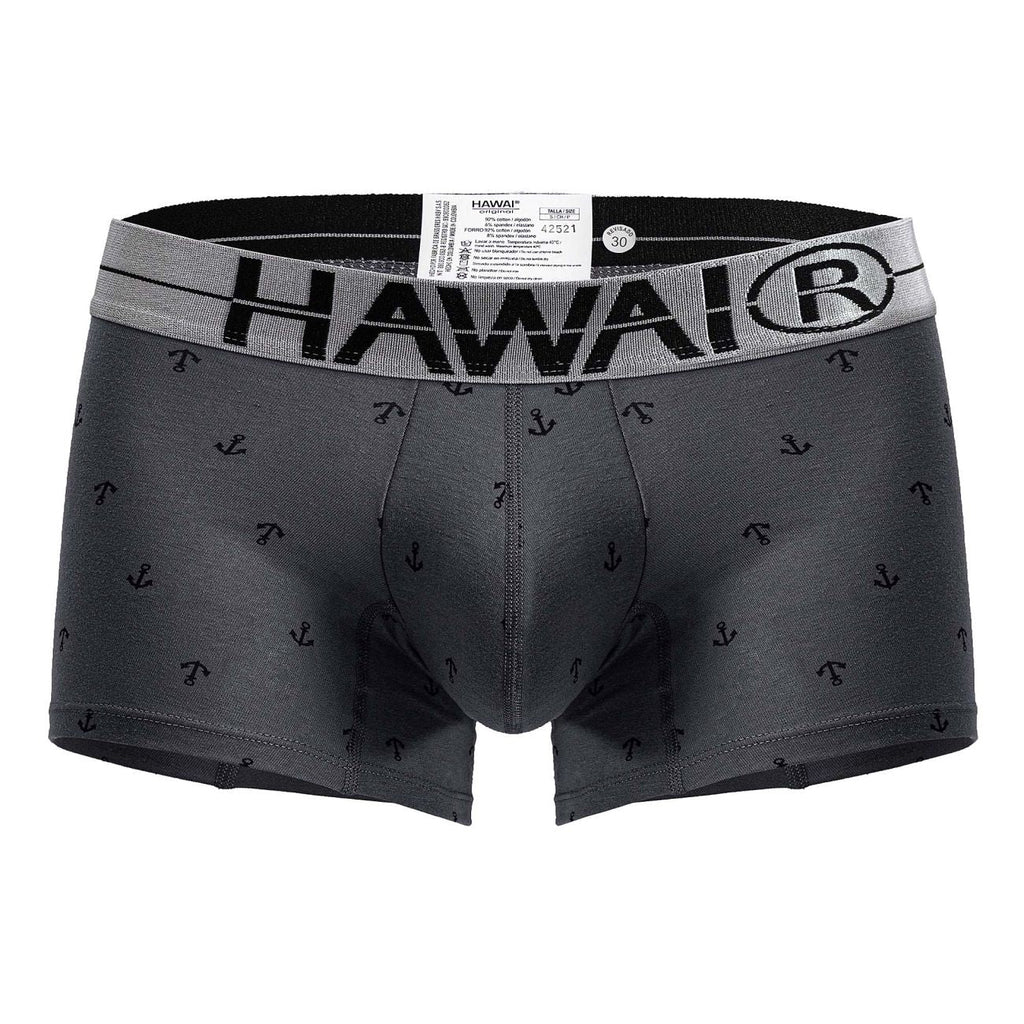 HAWAIR Cotton blend Anchor Print Trunks - Gray