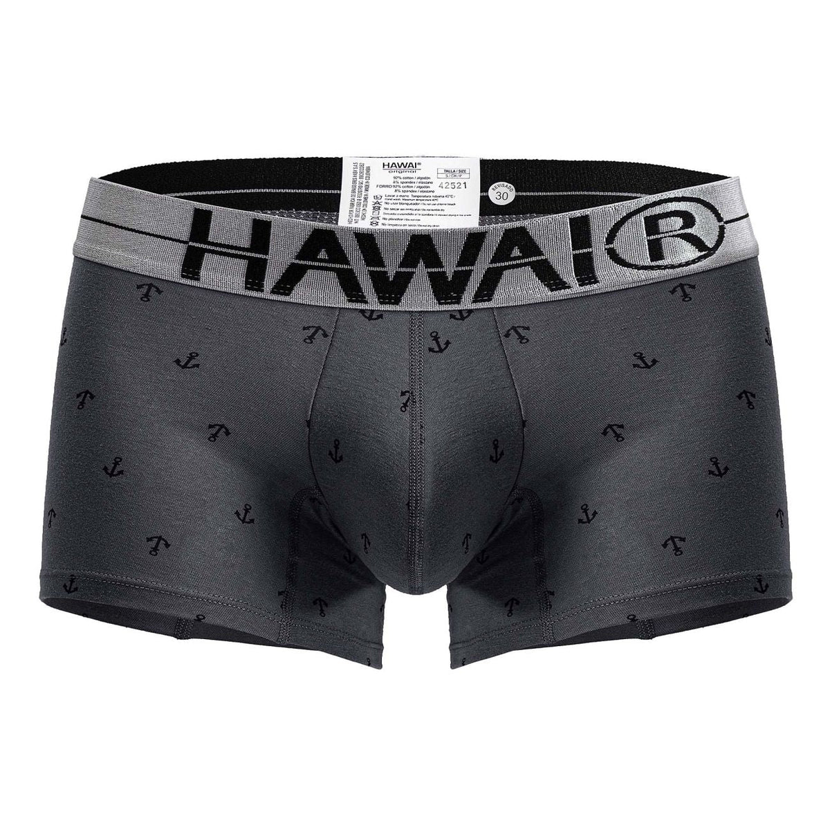 HAWAIR Cotton blend Anchor Print Trunks - Gray