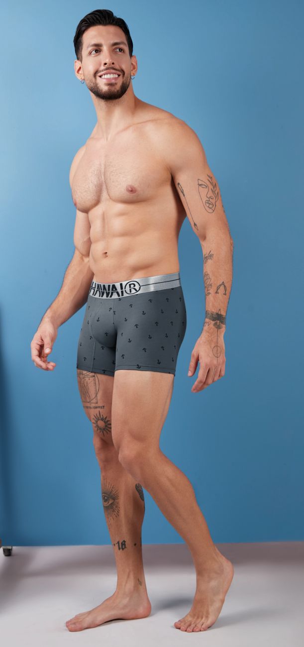 HAWAIR Cotton blend Anchor Print Trunks - Gray