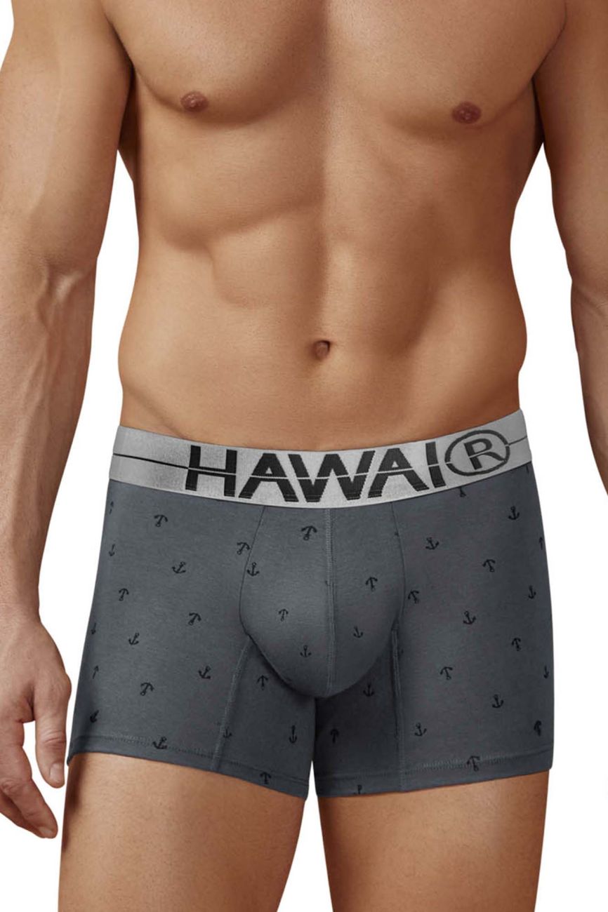 HAWAIR Cotton blend Anchor Print Trunks - Gray