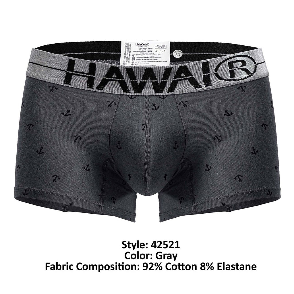 HAWAIR Cotton blend Anchor Print Trunks - Gray