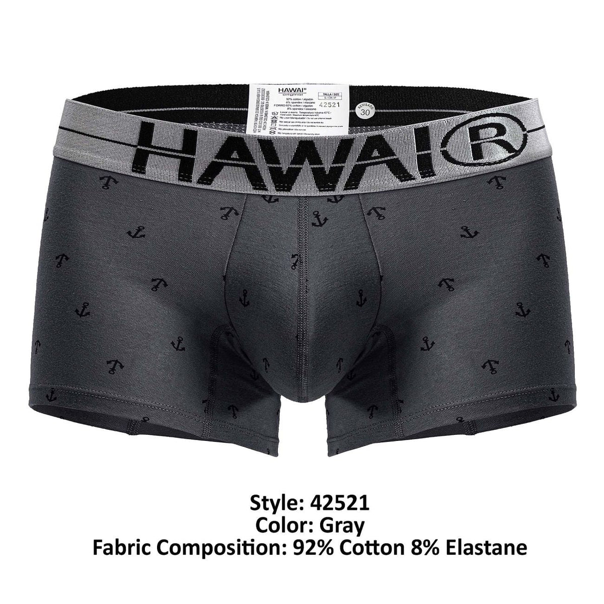 HAWAIR Cotton blend Anchor Print Trunks - Gray
