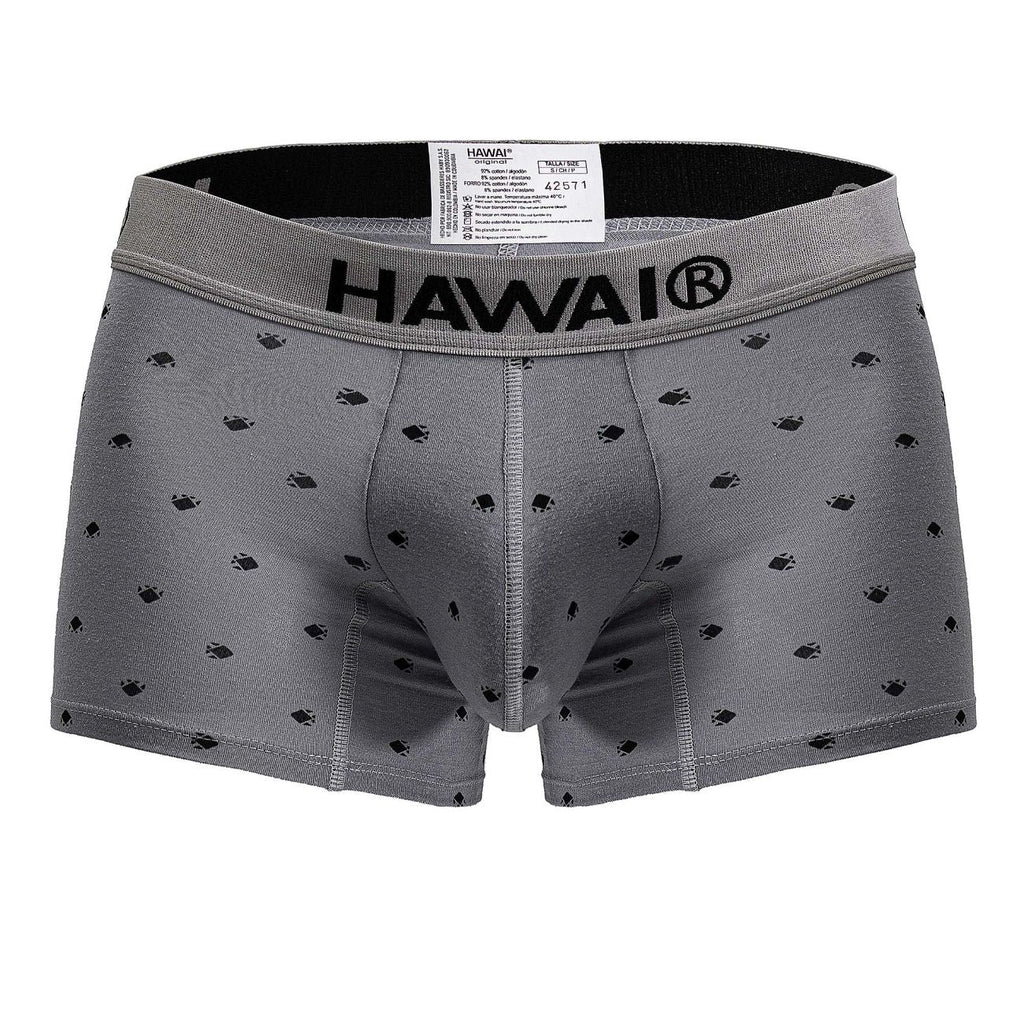 HAWAIR Cotton blend Micro-Print Trunks - Gray