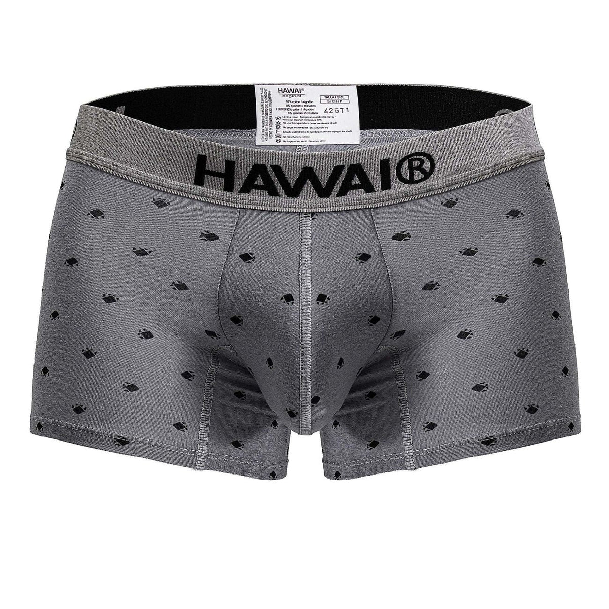 HAWAIR Cotton blend Micro-Print Trunks - Gray