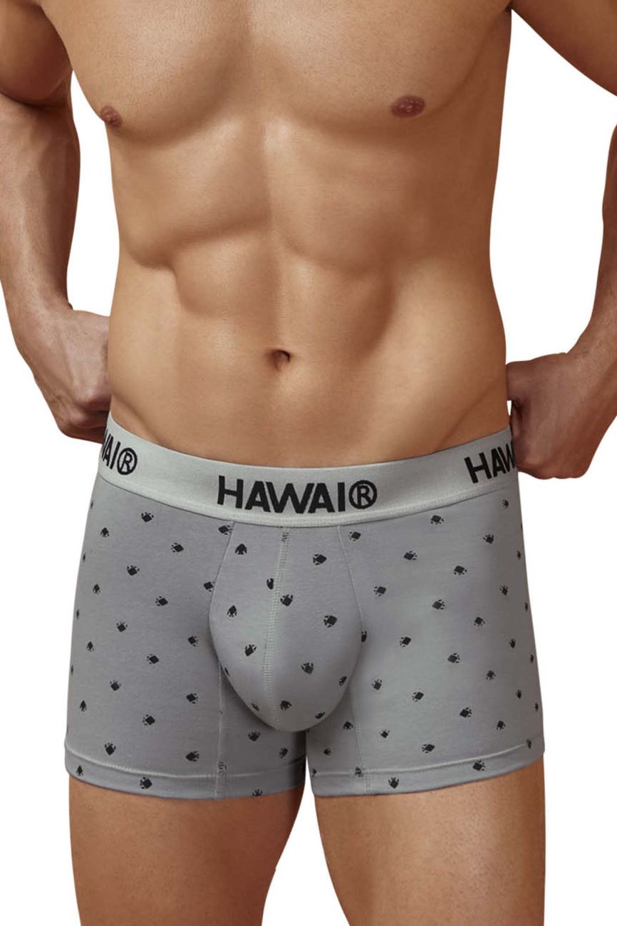 HAWAIR Cotton blend Micro-Print Trunks - Gray
