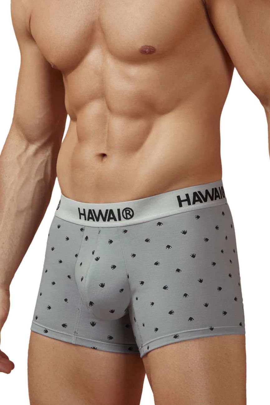 HAWAIR Cotton blend Micro-Print Trunks - Gray