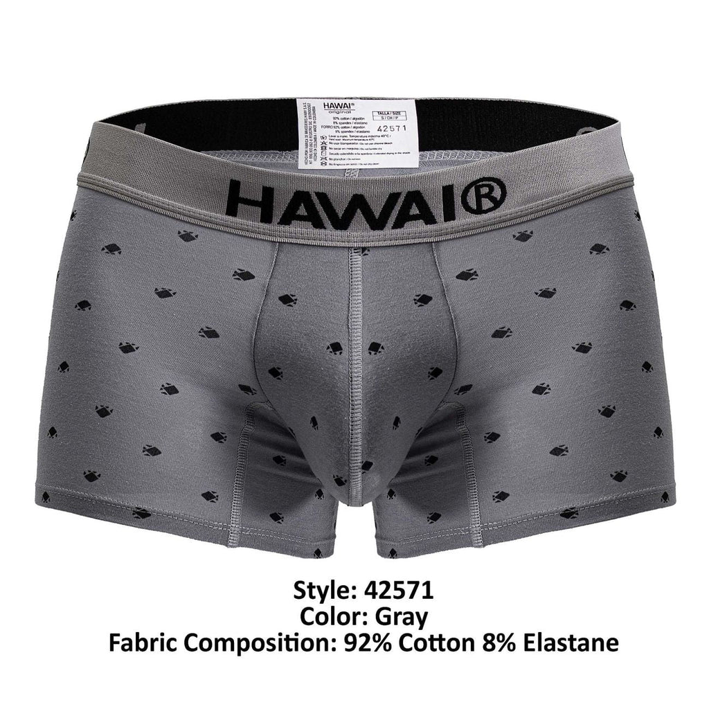 HAWAIR Cotton blend Micro-Print Trunks - Gray