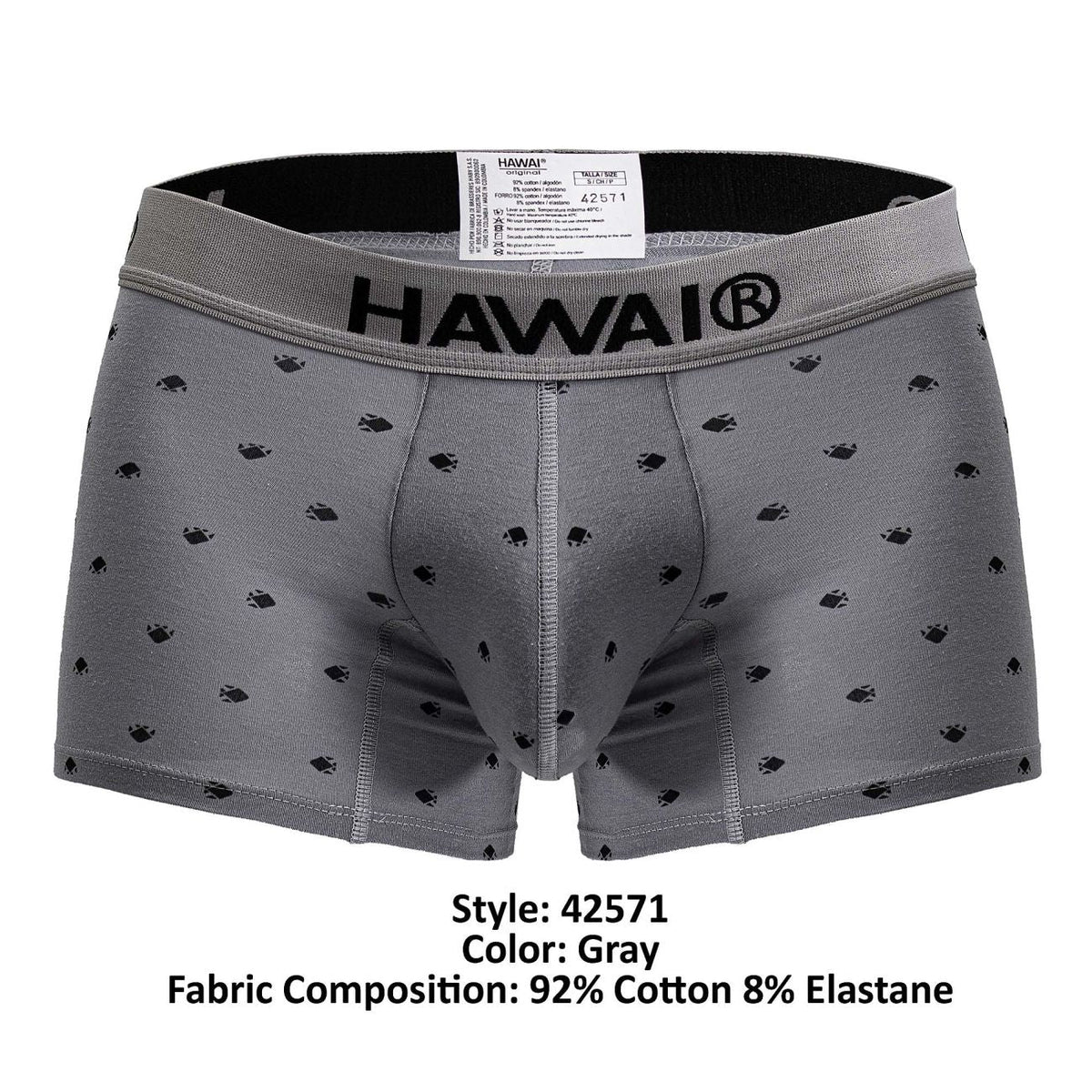 HAWAIR Cotton blend Micro-Print Trunks - Gray