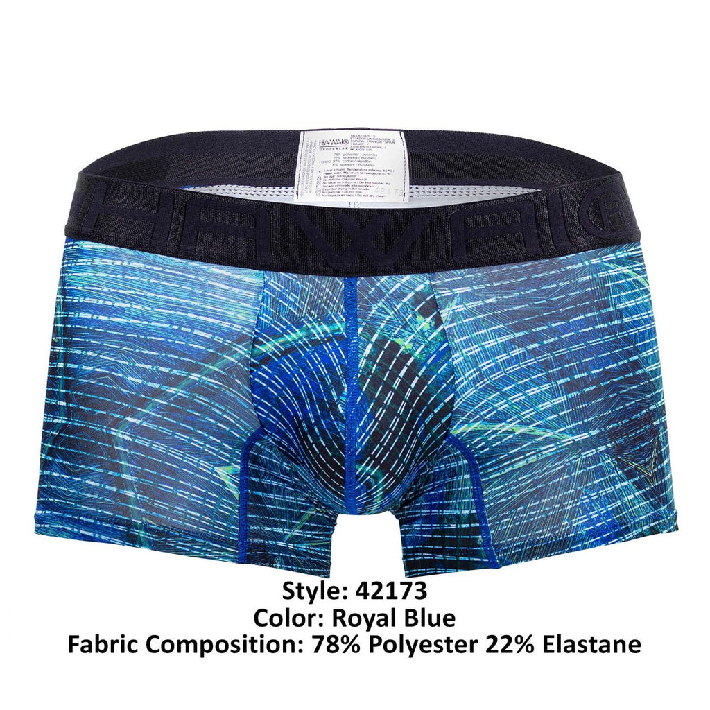 HAWAIR Printed Microfiber Trunks - Royal Blue
