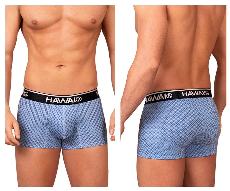 HAWAIR Printed Cotton Trunks - Blue