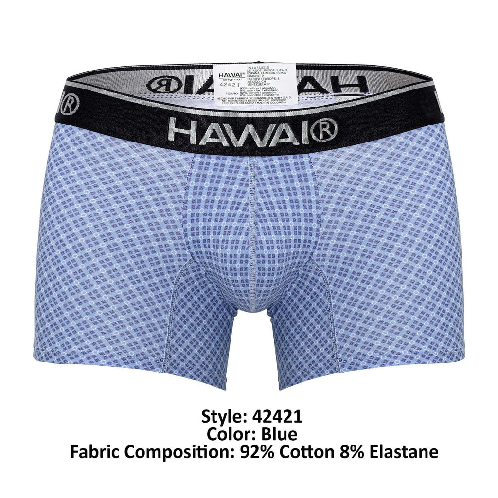 HAWAIR Printed Cotton Trunks - Blue