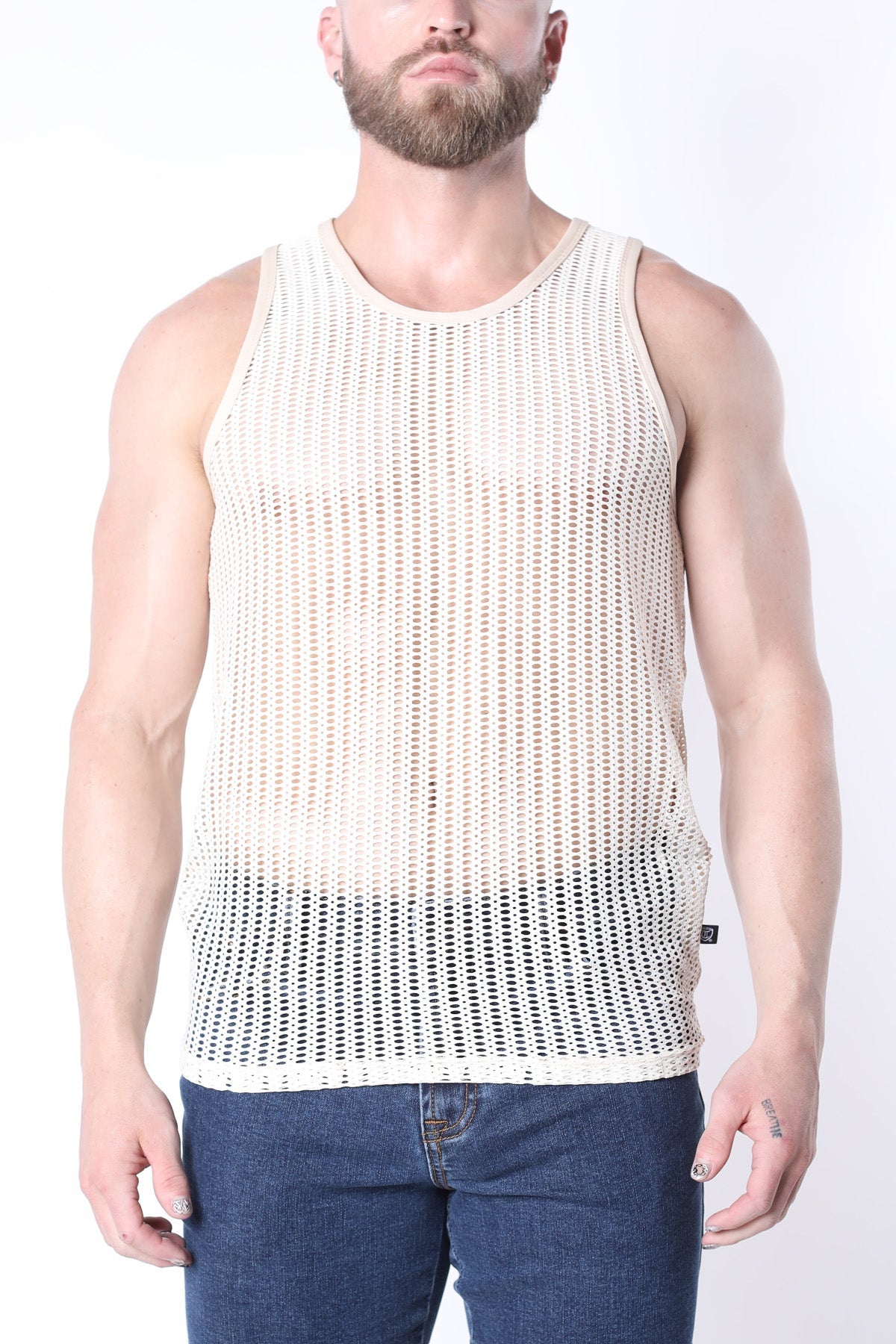 Timoteo Hamptons Mesh Tank Top - Sand