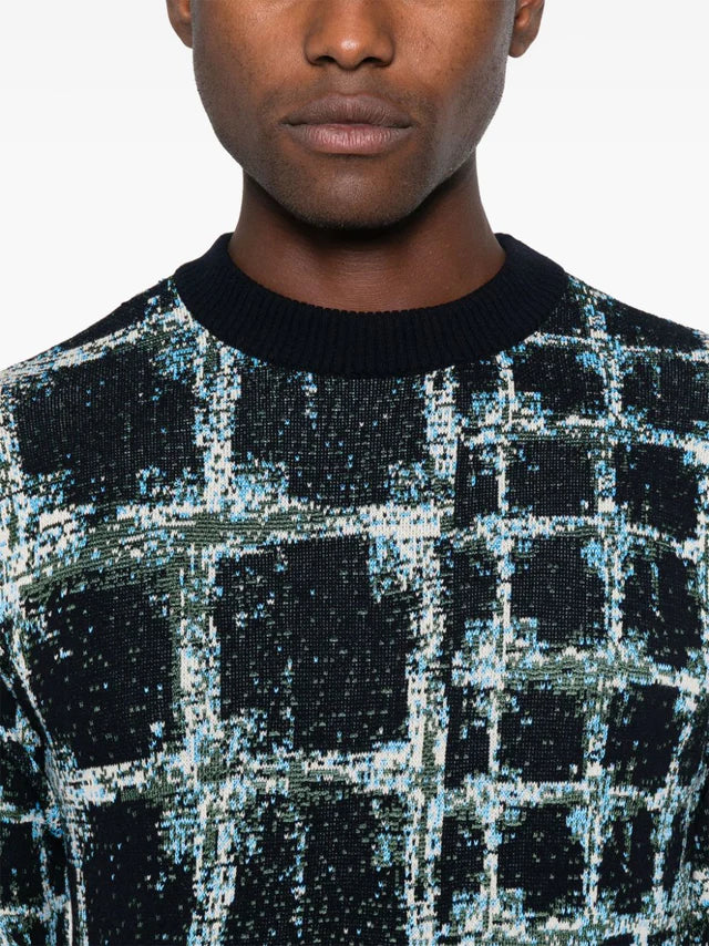 Henrik Vibskov DUSK KNITTED BLOUSE - BLACK SHIBORI CHECKS