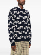 Henrik Vibskov SHRIMPY HORSE KNIT JUMPER - GREY BLACK HORSES