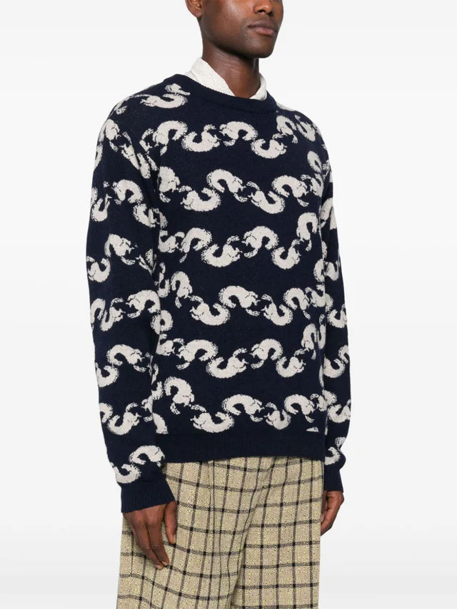 Henrik Vibskov SHRIMPY HORSE KNIT JUMPER - GREY BLACK HORSES