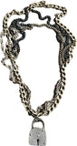 Lot 11: Gold multi-chain lock necklace