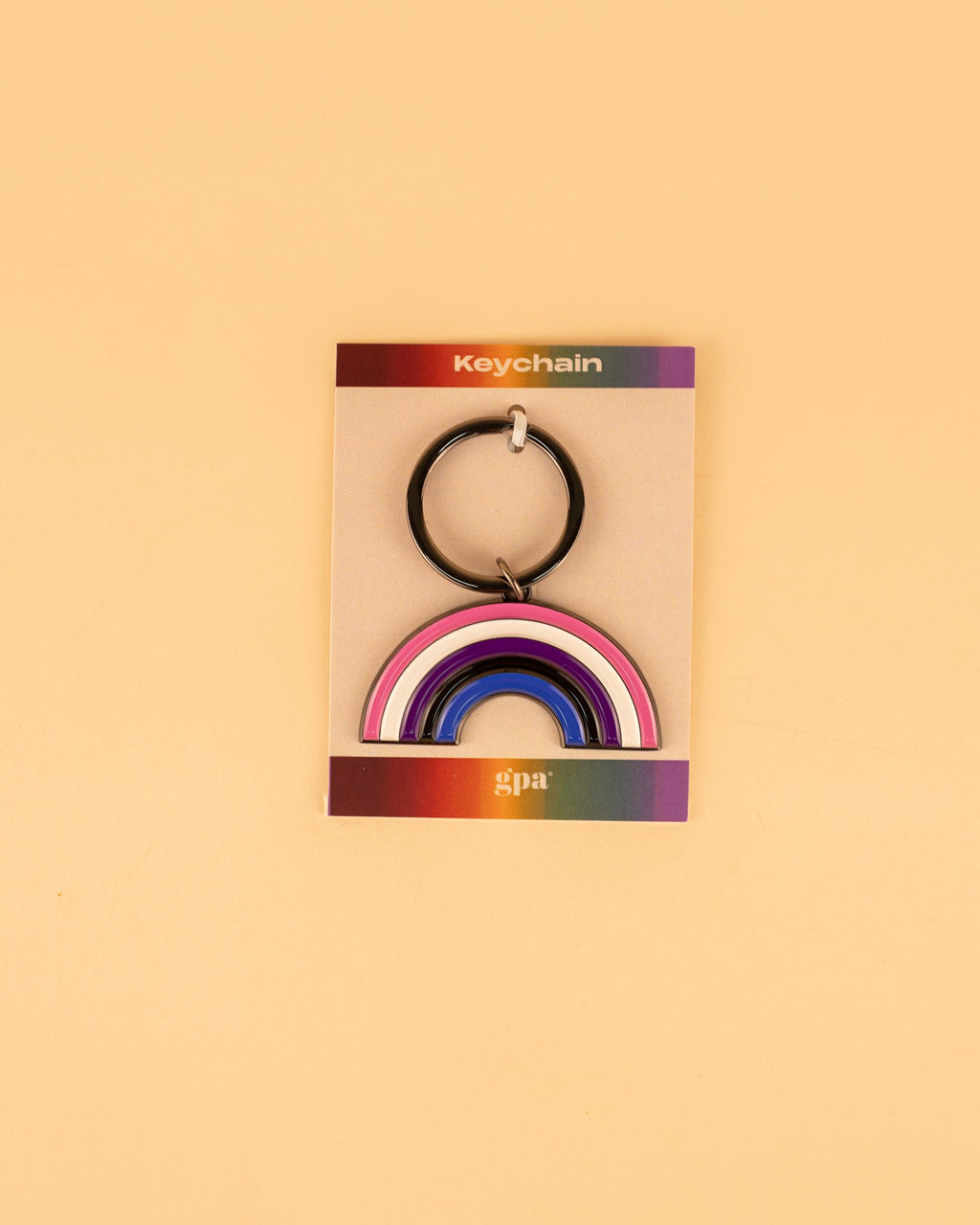 Genderfluid Rainbow Enamel Keychain