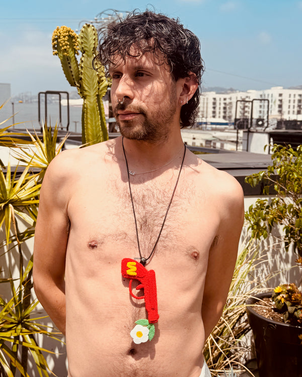 Walter Van Beirendonck peace Gun Necklace - Red