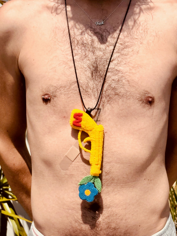 Walter Van Beirendonck peace Gun Necklace - Yellow