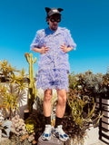 LOVERBOY BY CHARLES JEFFREY SHAGGY HAWAIIAN SHIRT IN PURPLE