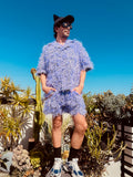 LOVERBOY BY CHARLES JEFFREY SHAGGY HAWAIIAN SHIRT IN PURPLE