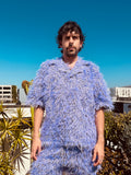 LOVERBOY BY CHARLES JEFFREY SHAGGY HAWAIIAN SHIRT IN PURPLE