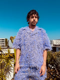 LOVERBOY BY CHARLES JEFFREY SHAGGY HAWAIIAN SHIRT IN PURPLE