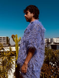 LOVERBOY BY CHARLES JEFFREY SHAGGY HAWAIIAN SHIRT IN PURPLE
