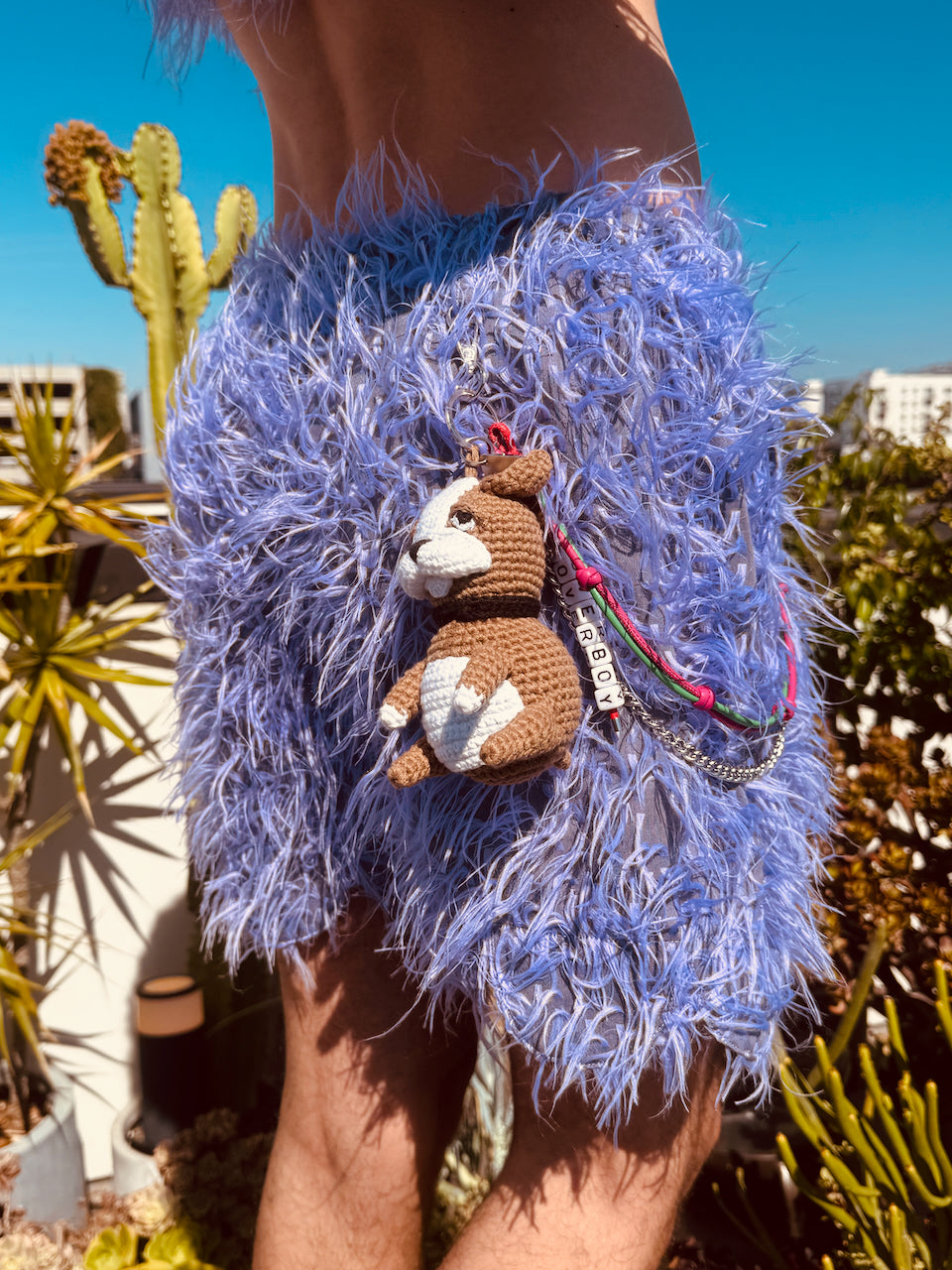 LOVERBOY BY CHARLES JEFFREY CHARACTER CROCHET BAG CHARM BULLDOG