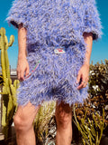 LOVERBOY BY CHARLES JEFFREY SHAGGY HAWAIIAN SHIRT IN PURPLE