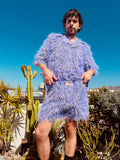 LOVERBOY BY CHARLES JEFFREY SHAGGY HAWAIIAN SHIRT IN PURPLE