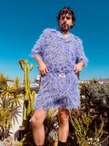 LOVERBOY BY CHARLES JEFFREY SHAGGY HAWAIIAN SHIRT IN PURPLE