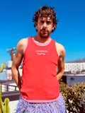 LOVERBOY BY CHARLES JEFFREY DOUBLE TANK IN CORAL + RED
