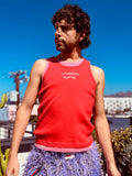 LOVERBOY BY CHARLES JEFFREY DOUBLE TANK IN CORAL + RED