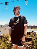 LOVERBOY BY CHARLES JEFFREY TURN UP TEE in BLACK YELLOW