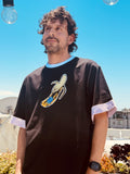 LOVERBOY BY CHARLES JEFFREY TURN UP TEE in BLACK YELLOW