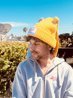 LOVERBOY BY CHARLES JEFFREY CHUNKY Rabbit BEANIE in YELLOW + light blue